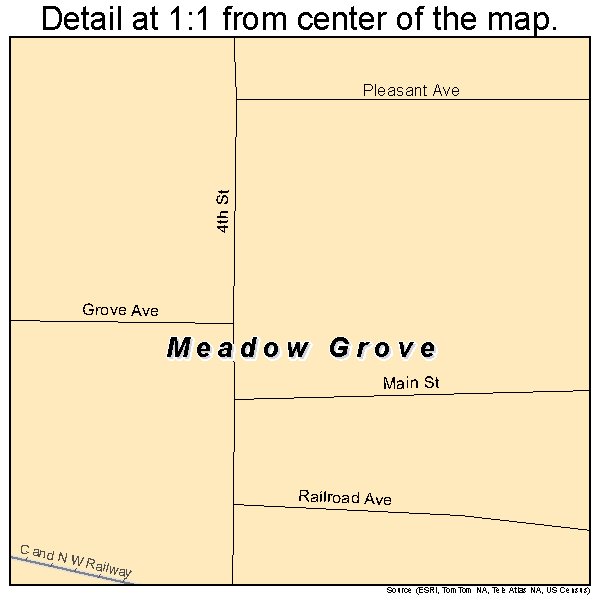 Meadow Grove, Nebraska road map detail