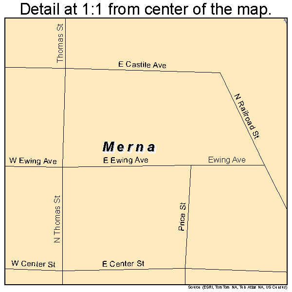Merna, Nebraska road map detail