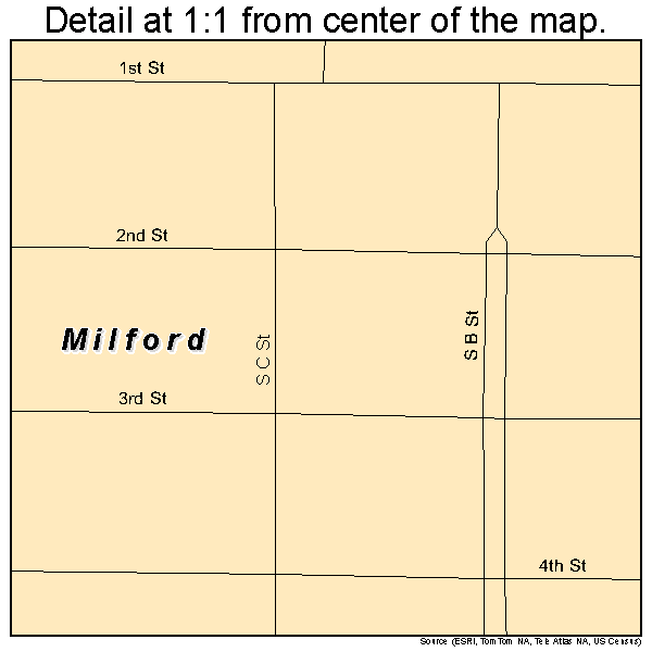 Milford, Nebraska road map detail
