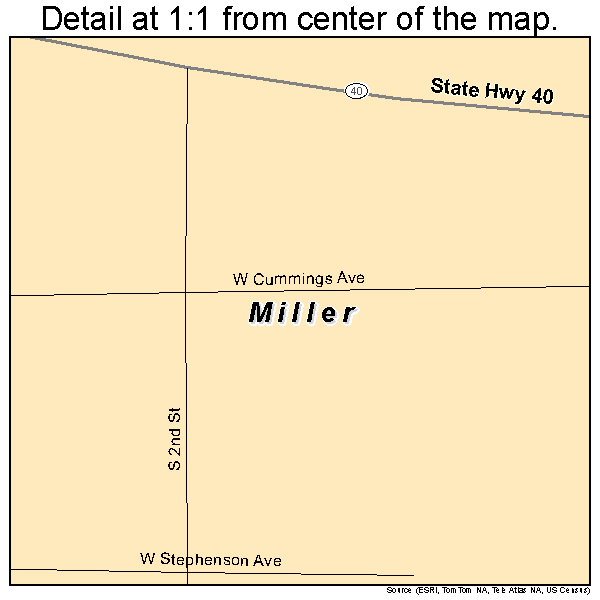 Miller, Nebraska road map detail