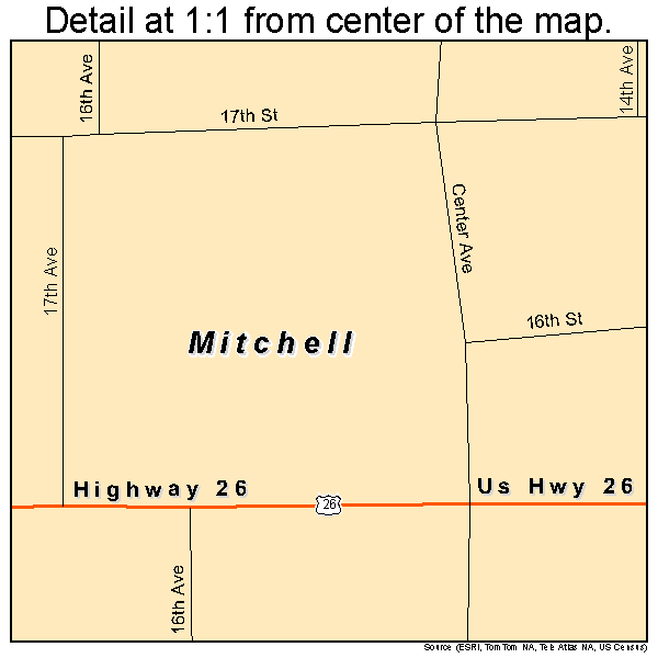 Mitchell, Nebraska road map detail