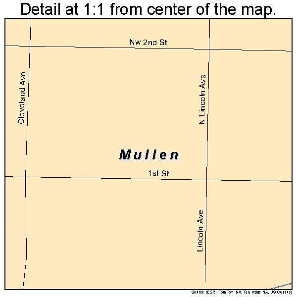 Mullen, Nebraska road map detail