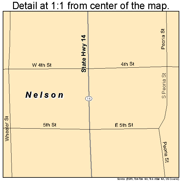 Nelson, Nebraska road map detail