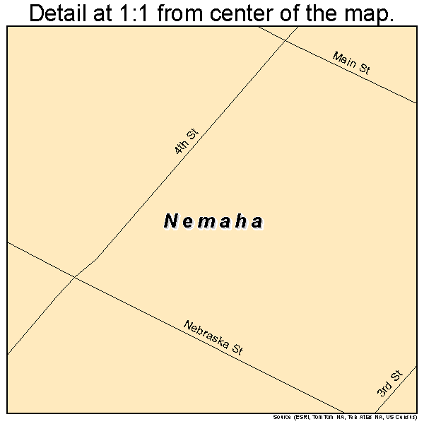 Nemaha, Nebraska road map detail