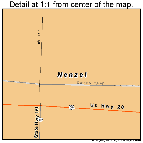 Nenzel, Nebraska road map detail