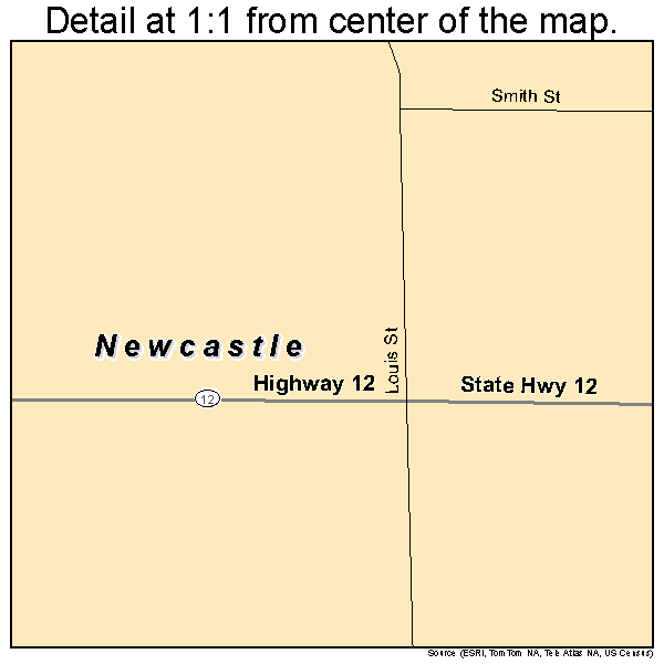 Newcastle, Nebraska road map detail