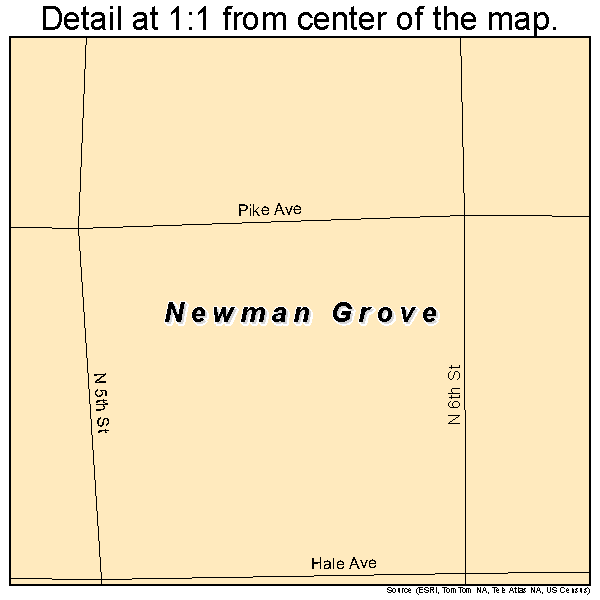 Newman Grove, Nebraska road map detail