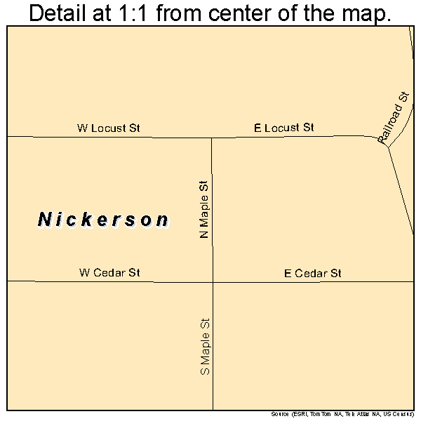 Nickerson, Nebraska road map detail