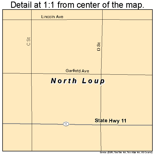 North Loup, Nebraska road map detail