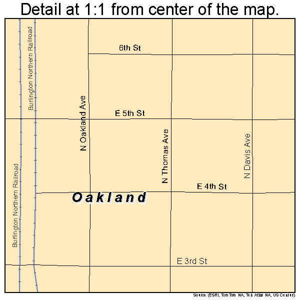 Oakland, Nebraska road map detail