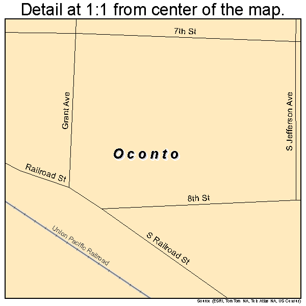 Oconto, Nebraska road map detail