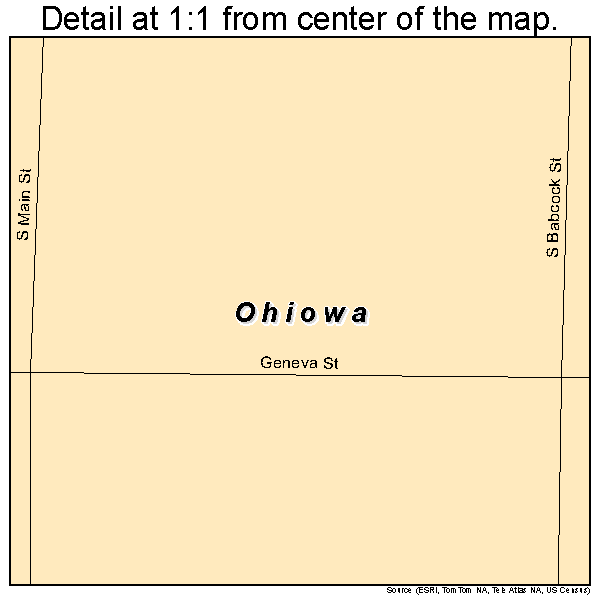 Ohiowa, Nebraska road map detail