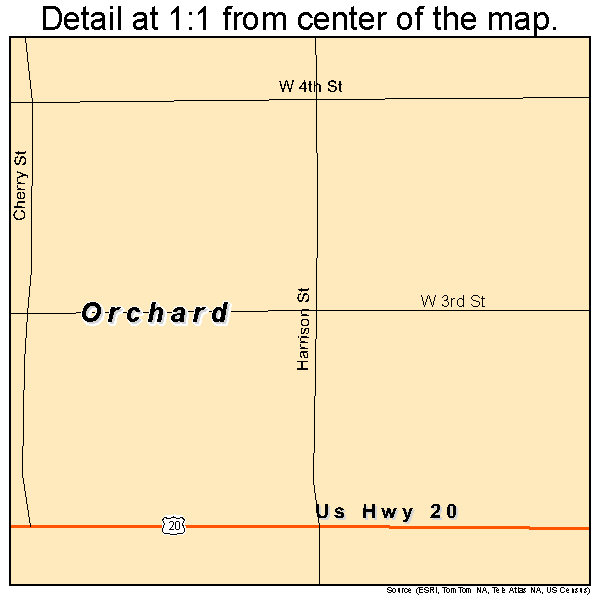 Orchard, Nebraska road map detail