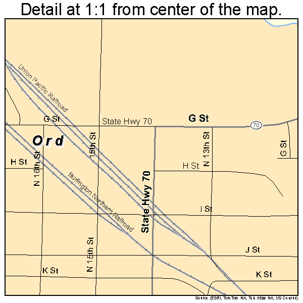 Ord, Nebraska road map detail