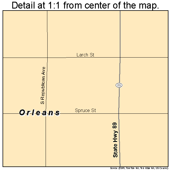 Orleans, Nebraska road map detail