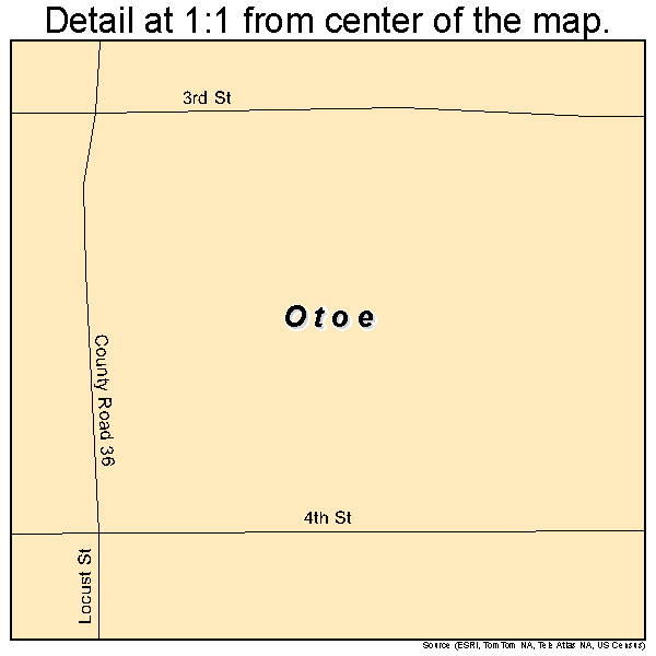 Otoe, Nebraska road map detail