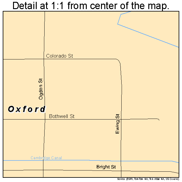 Oxford, Nebraska road map detail