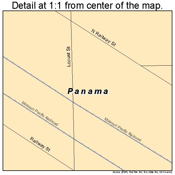 Panama, Nebraska road map detail