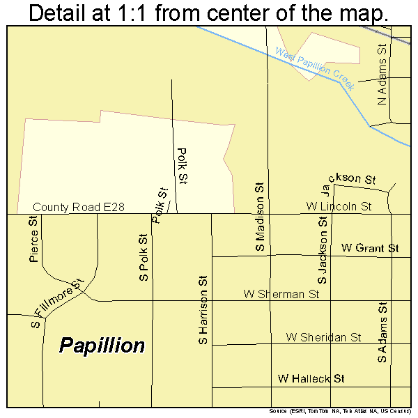 Papillion, Nebraska road map detail