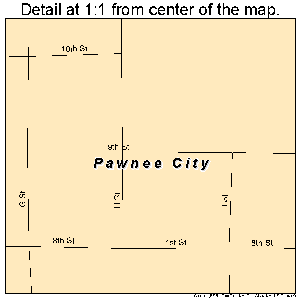 Pawnee City, Nebraska road map detail