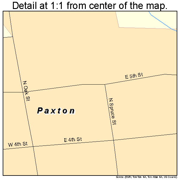 Paxton, Nebraska road map detail