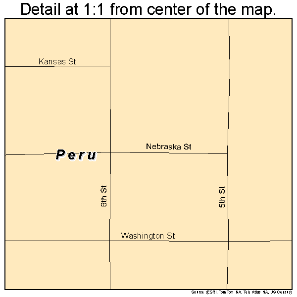 Peru, Nebraska road map detail