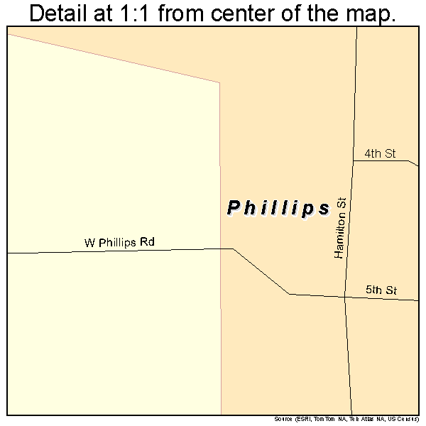 Phillips, Nebraska road map detail