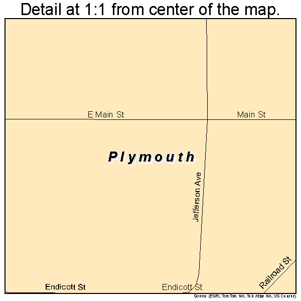 Plymouth, Nebraska road map detail