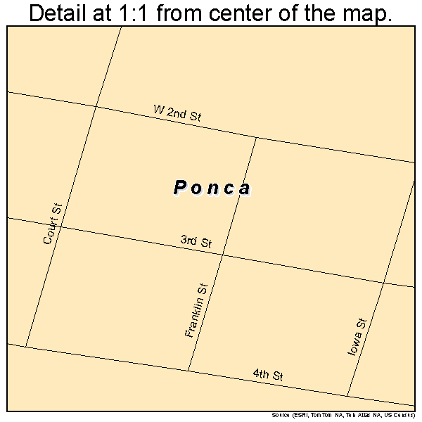 Ponca, Nebraska road map detail