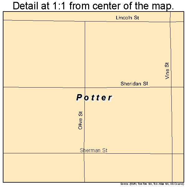 Potter, Nebraska road map detail