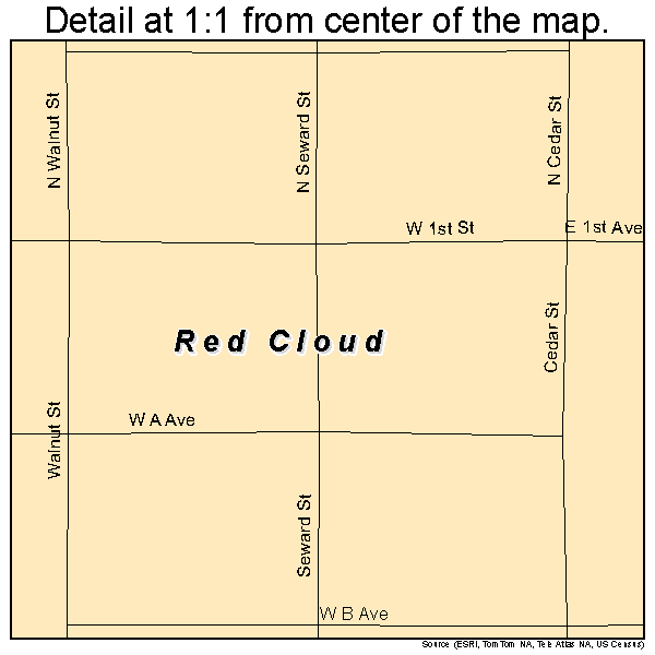 Red Cloud, Nebraska road map detail