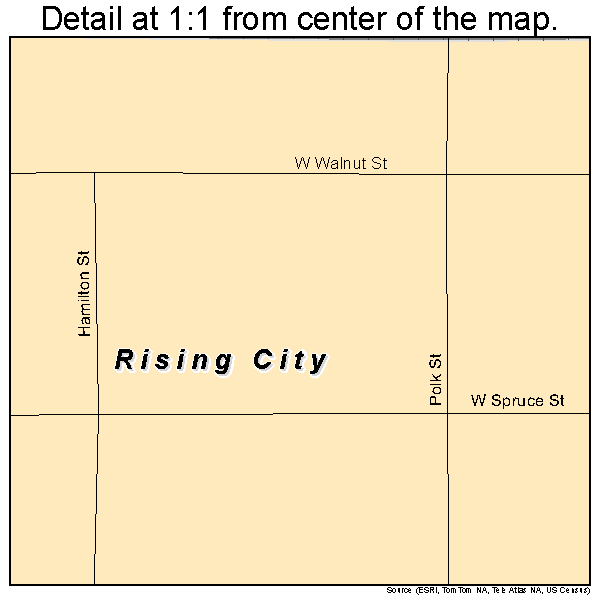 Rising City, Nebraska road map detail