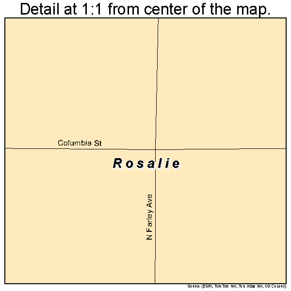 Rosalie, Nebraska road map detail