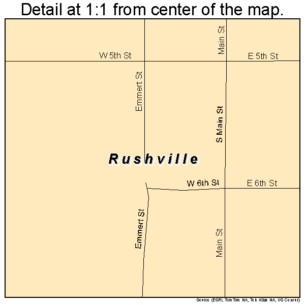 Rushville, Nebraska road map detail