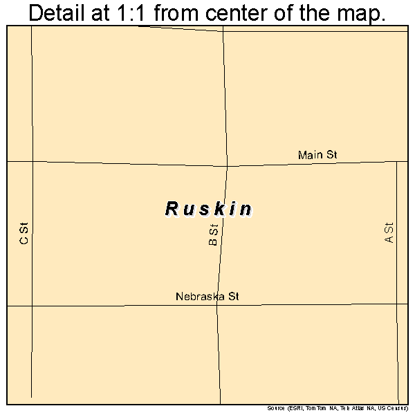 Ruskin, Nebraska road map detail