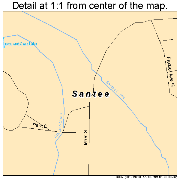 Santee, Nebraska road map detail