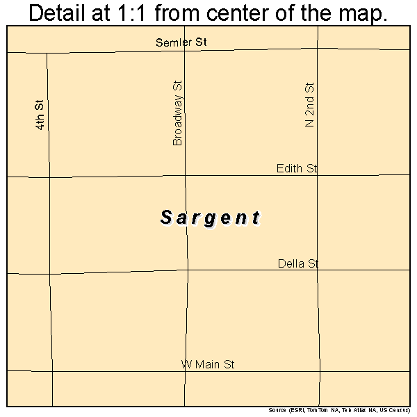 Sargent, Nebraska road map detail
