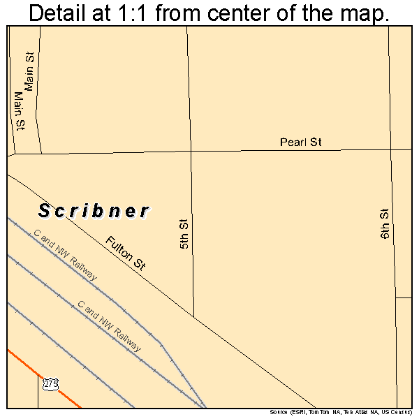 Scribner, Nebraska road map detail