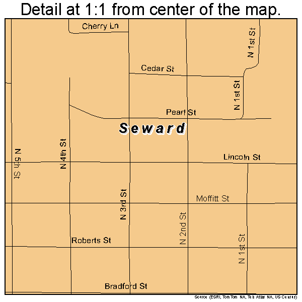 Seward, Nebraska road map detail