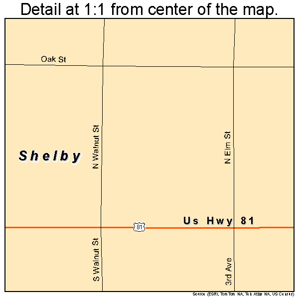 Shelby, Nebraska road map detail