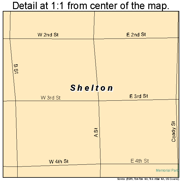 Shelton, Nebraska road map detail
