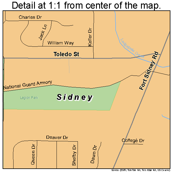 Sidney, Nebraska road map detail
