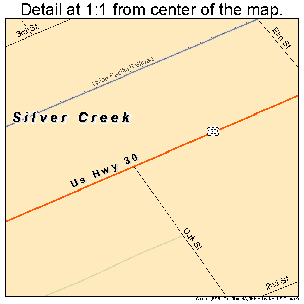 Silver Creek, Nebraska road map detail
