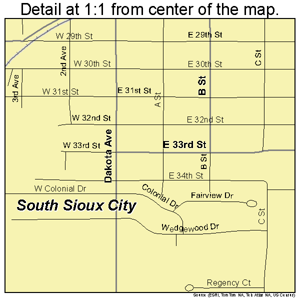 South Sioux City, Nebraska road map detail