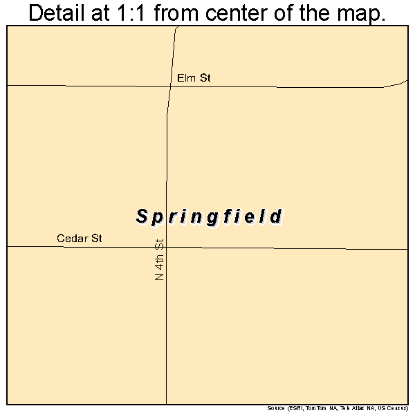 Springfield, Nebraska road map detail