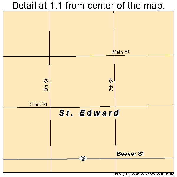 St. Edward, Nebraska road map detail