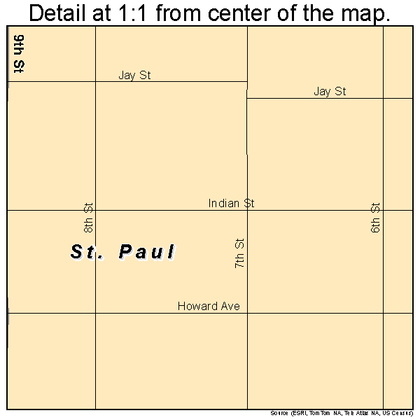 St. Paul, Nebraska road map detail