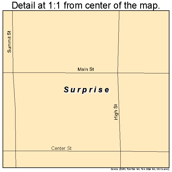 Surprise, Nebraska road map detail
