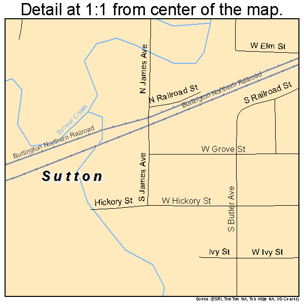 Sutton, Nebraska road map detail