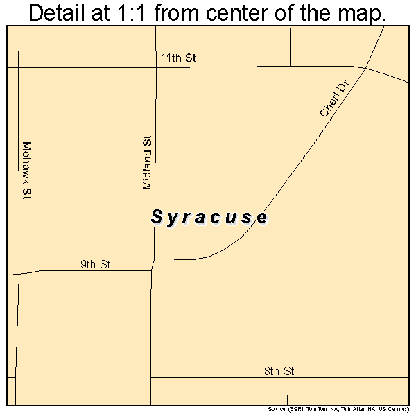 Syracuse, Nebraska road map detail